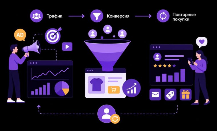 Как увеличить продажи через интернет: работа с трафиком, конверсией и повторными покупками