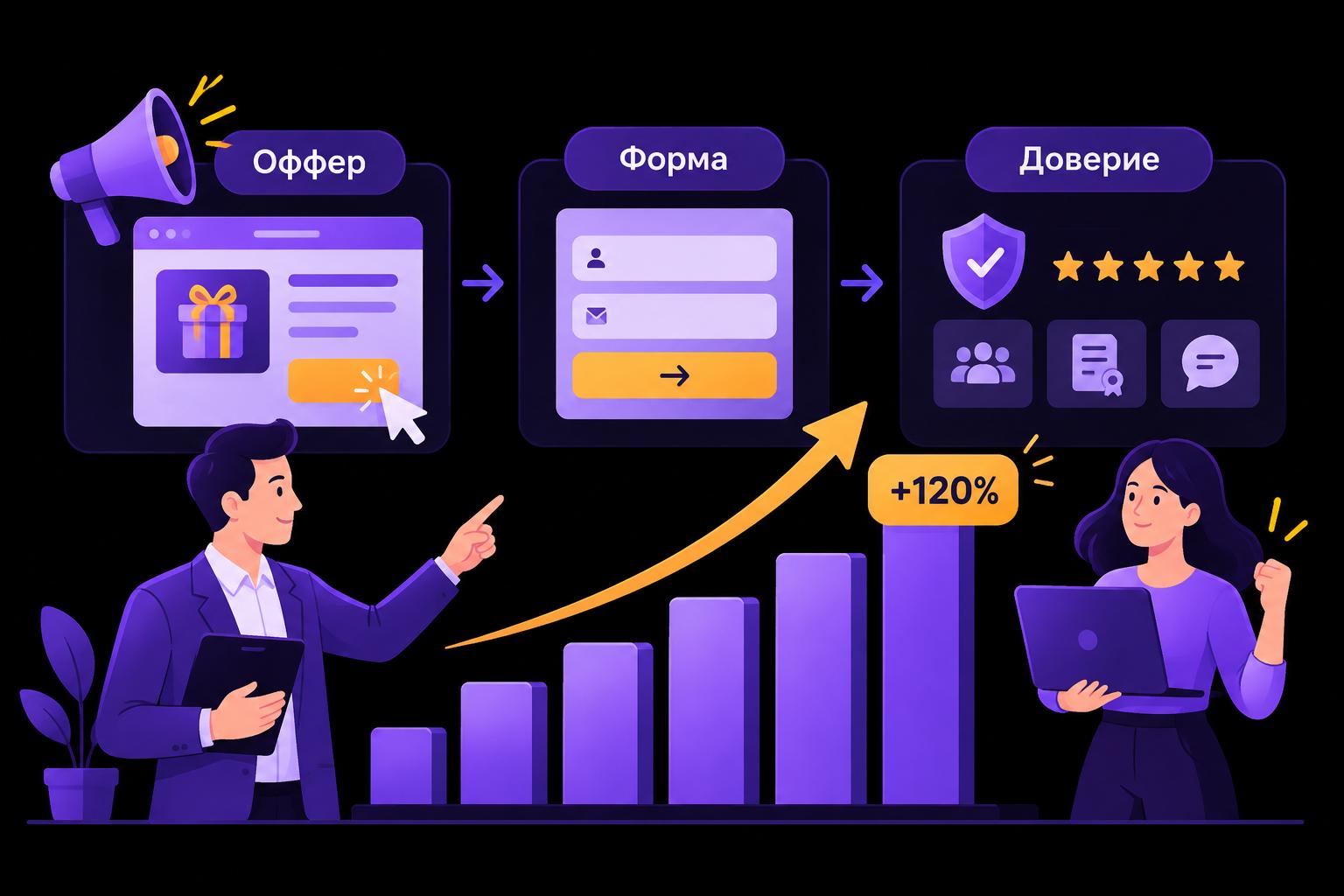 Как увеличить конверсию сайта: работа с оффером, формами и доверием